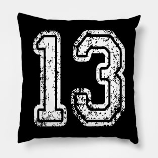 Number 13 Grungy in white Pillow