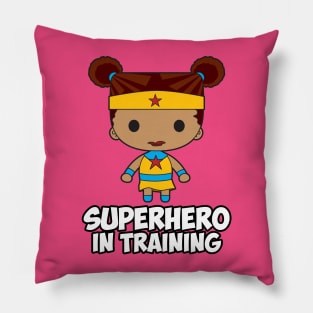 Superhero in Training - Girl of Color Pillow