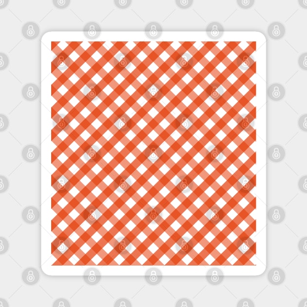 Halloween Orange and White Check Gingham Plaid Magnet by squeakyricardo