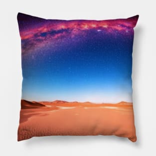 Ai Generated Art Scenery -Desert Night Sky Purple Stars Pillow