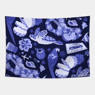 You Got the Blue Hawaiian Woodcut Pattern! Tapestry