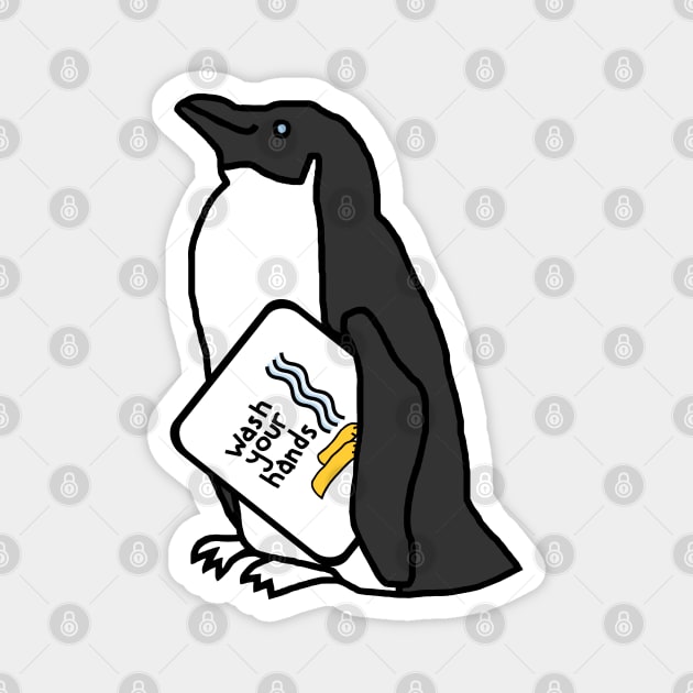 Funny Penguin Says Wash Your Hands Magnet by ellenhenryart