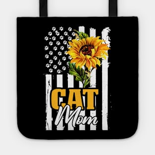 Flag American Cat Mom Tote