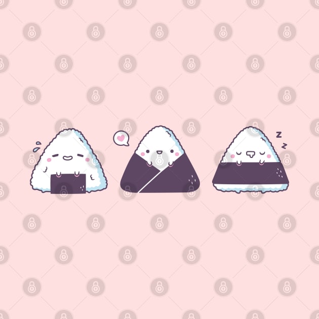 Kawaii Onigiri Japanese Rice Balls Trio by rustydoodle