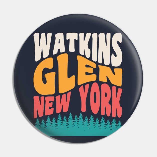 Watkins Glen State Park Hiking New York Retro Typography Pin by PodDesignShop