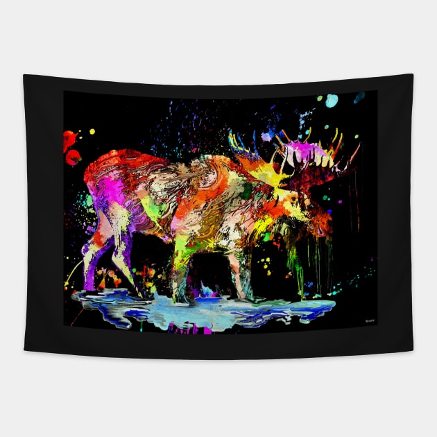 Colorful Moose Tapestry by danieljanda