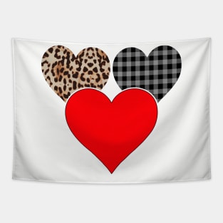 Women's Striped Plaid Printed Heart Valentine's Day Tapestry