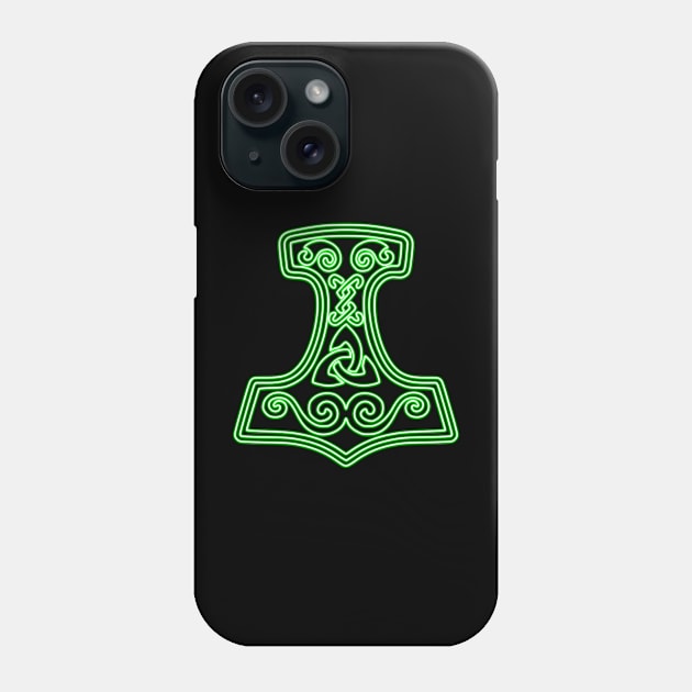 Thor hammer - Mjöllnir - green neon Phone Case by la chataigne qui vole ⭐⭐⭐⭐⭐