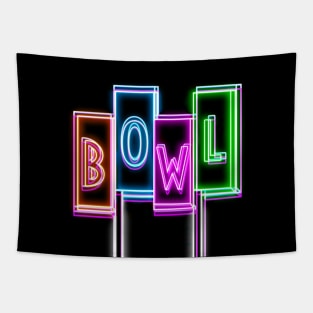 Neon Bowling Sign Tapestry