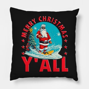 Funny Christmas In July Santa Surfing Pillow