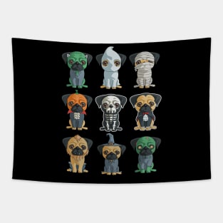 Cute Pugs Halloween T Shirt Funny Halloween Gif Tapestry