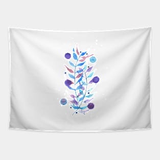 Minimal floral watercolor with blue and purple tones Tapestry