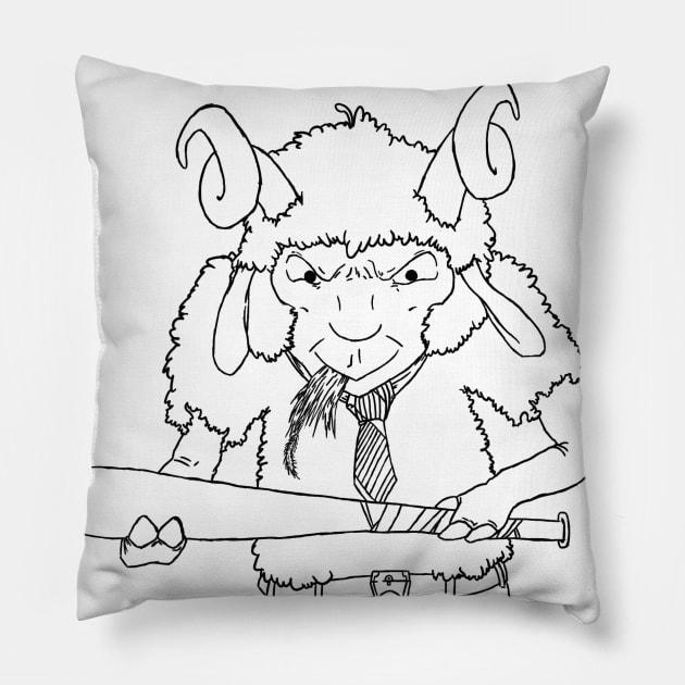 Mafia Ram (Sheep) Pillow by BoombasticArt