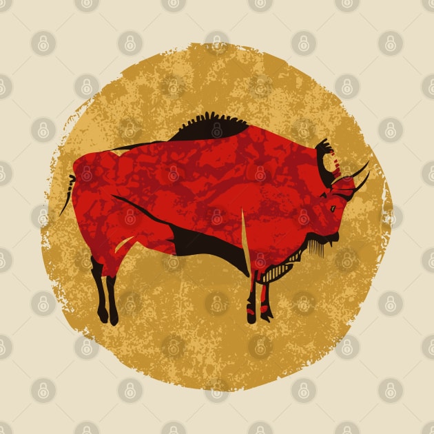 Bison cave painting Altamira prehistoric art by VinagreShop