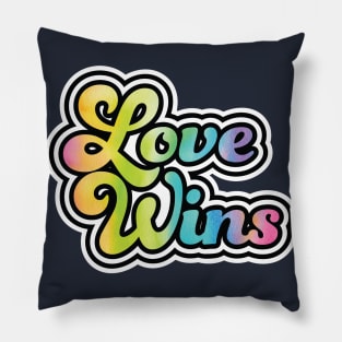 Love Wins Retro Rainbow Pillow