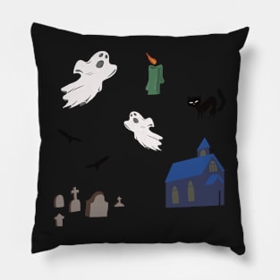 Halloween spooky stickers Pillow