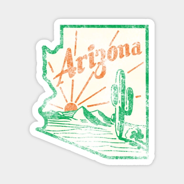 Arizona Cactus Vintage Travel Decal Magnet by Hilda74