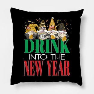 Fun Happy New Year's Eve Drink Into The New Year Gnome Party Pillow