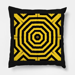 HIGHLY Visible Yellow and Black Line Kaleidoscope pattern (Seamless) 28 Pillow