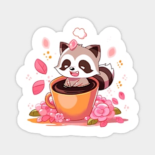 raccoon love coffee Magnet