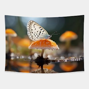 Butterfly Mushroom Nature Serene Peace Tapestry