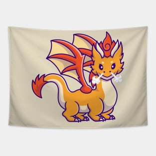 Cute Adult Orange Dragon Angry Cartoon Tapestry