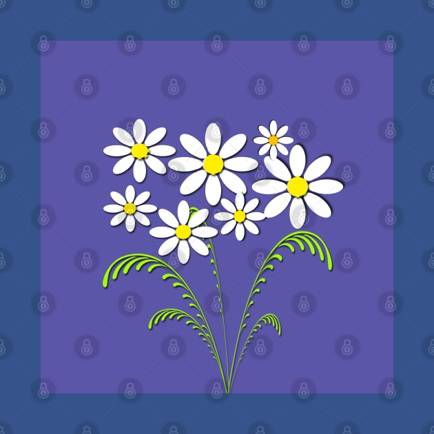 White flowers on blue by ikshvaku