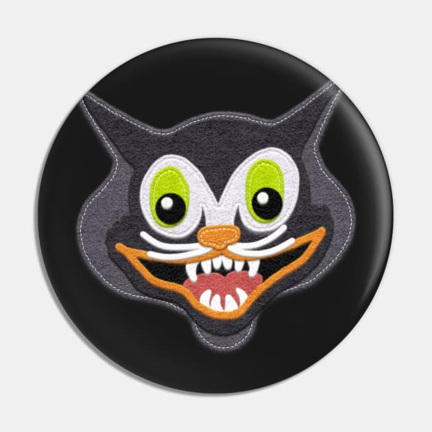 Halloween Vintage Cat Face Pin by CheriesArt