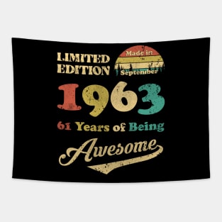Made In September 1963 61 Years Of Being Awesome 61st Birthday Tapestry