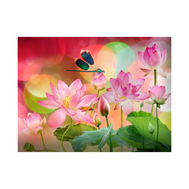 Lotus and Dragonfly in Dreamland by redwitchart