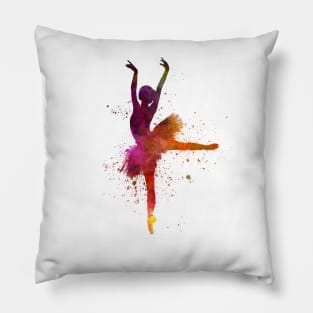 Classical ballet girl in watercolor Pillow