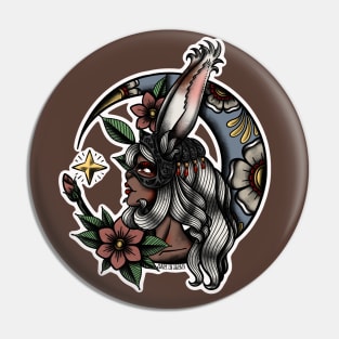 Fran from Final Fantasy 12 (FFXII) in American Traditional Tattoo Portrait Style Pin