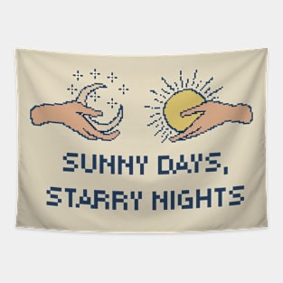 Sunny Days, Starry Night. 8Bit Pixel Art Tapestry