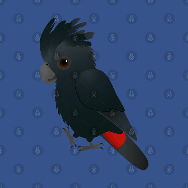 An illustration of a cute red tailed black cockatoo by Bwiselizzy