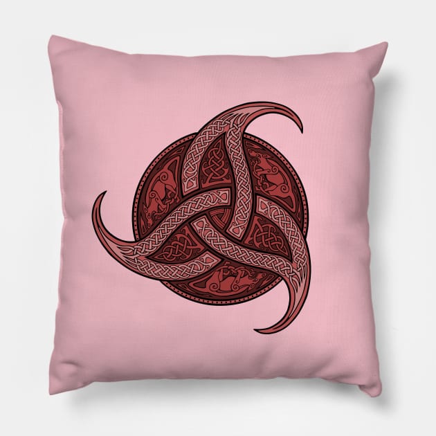 Trinity Knot - Crimson Pillow by Daniel Ranger