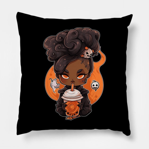 Cute Pumpkin Spice Latte Pillow by MikeyMeta