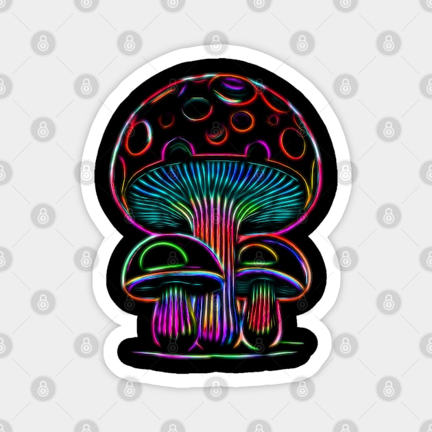 Mushrooms Neon Glow Magnet by Mr.PopArts