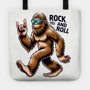 Bigfoot Sasquatch Loves Rock And Roll Tote