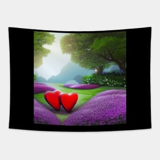 Valentine Wall Art - Hearts in a sunny glade - Unique Valentine Fantasy Garden Landsape - Photo print, canvas, artboard print, Canvas Print and T shirt Tapestry