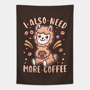 I Also Need More Coffee Kawaii Llama Coffee Lover Tapestry