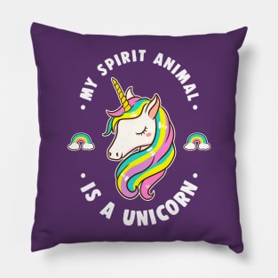 My Spirit Animal Is A Unicorn Pillow