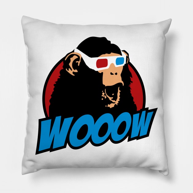 3d amazed ape Pillow by CheesyB