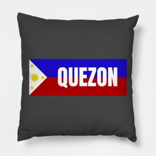 Quezon City in Philippines Flag Pillow