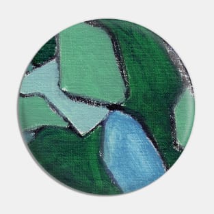 Cobalt Blue Navy Green Abstract Art Pin