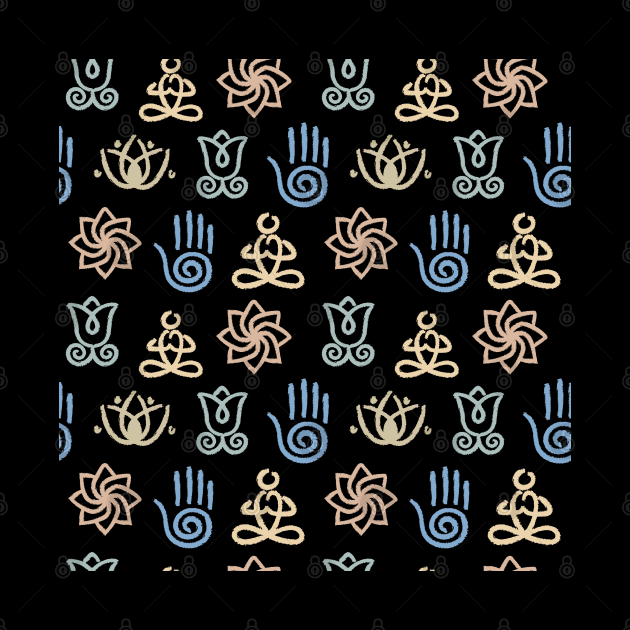 Yoga Symbols Seamless Pattern by RetroArtCulture