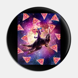 Thug Space Cat On Dinosaur Unicorn - Pizza Pin