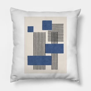 Stripes and Square Composition - Blue Pillow