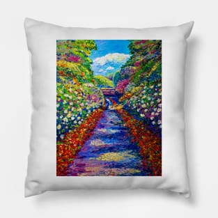 The old garden. Blooming alley Pillow