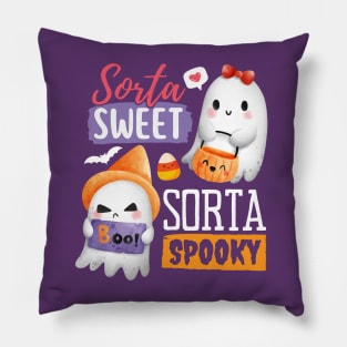 Sorta Sweet Sorta Spooky Cute Halloween Ghosts Pillow