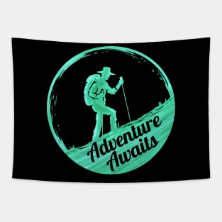 Adventure Awaits Dad Camping and Hiking Tapestry